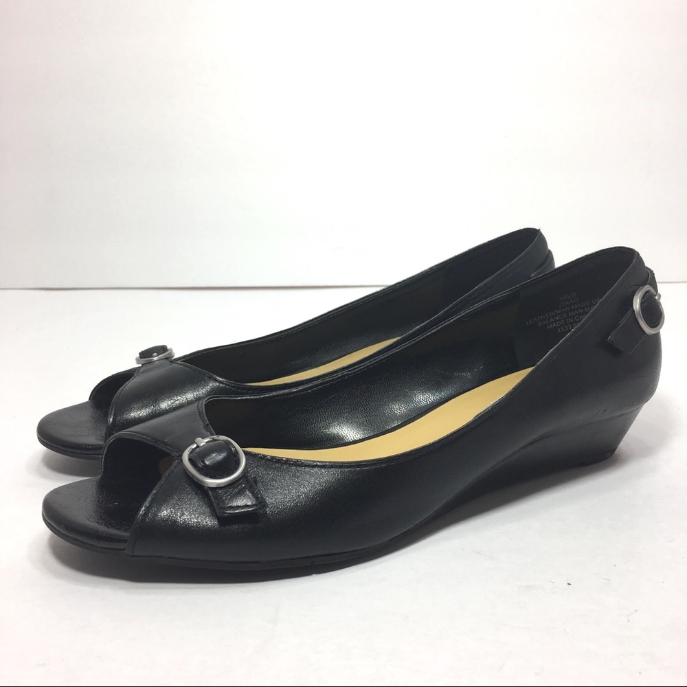 Nine West Womens Open Toe Wedge Heels Black